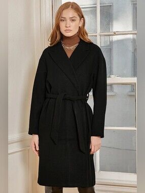 SALE! VERO MODA Fortune Black Belted Long Jacket - RUNS VERY LARGE!